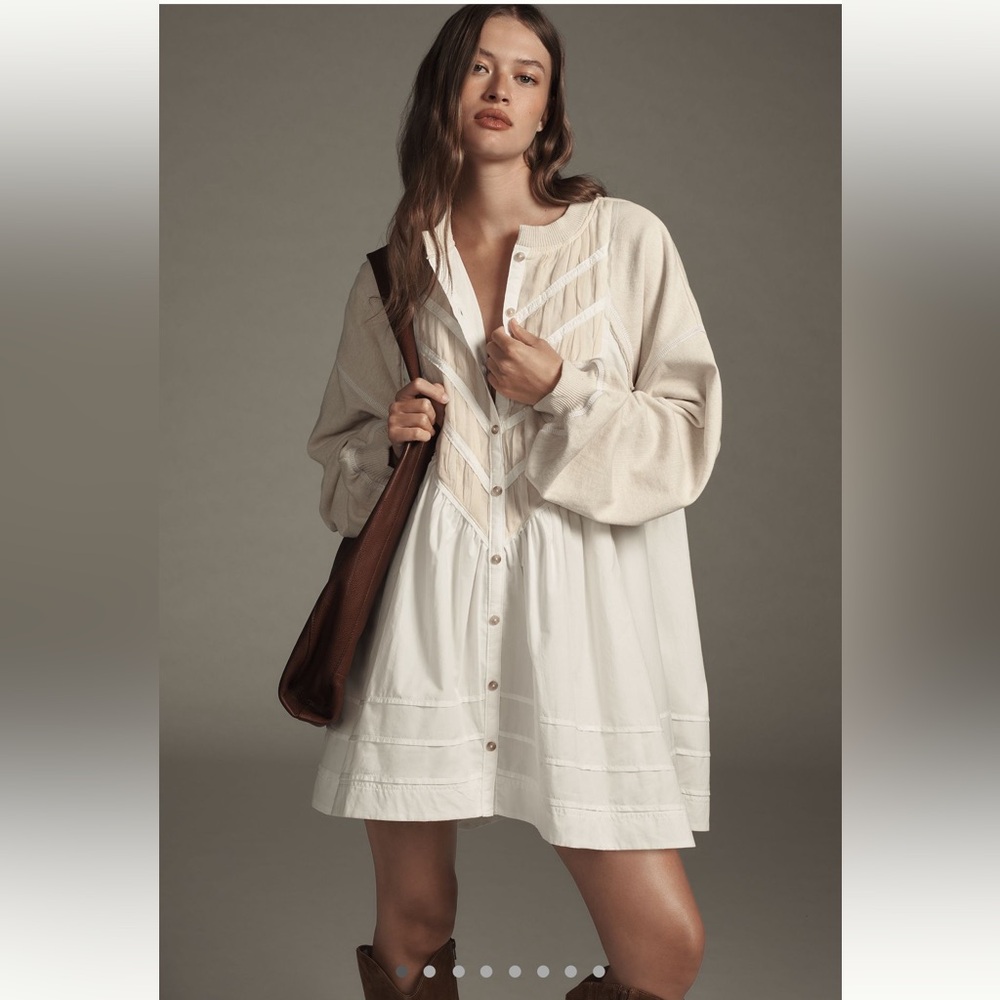 Anthropologie Pilcro button down twofer mini dress, long sleeve, m